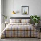 Portfolio Home Prague Checkered Check Ochre Single Soft Easy Care Bed Linen Bedding Duvet Cover Quilt Set With Pillow Case