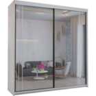 Sliding Wardrobes 4U Full Mirror Double Door Wardrobe In 2 Sizes & 4 Colors - White 200Cm