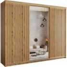Regal Contemporary Sliding Door Wardrobe With Mirror Oak 250Cm
