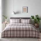 Portfolio Home Prague Checkered Check Natural King Soft Easy Care Bed Linen Bedding Duvet Cover Quilt Set With Pillow Cases