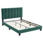 Furniture One Bed Frame Upholstered Platform Bed With Adjustable Headboard - King Green