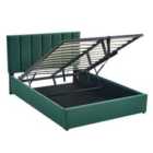 Furniture One Bed Frame Upholstered Platform Bed With Adjustable Headboard & Lifting Torage - Double Green