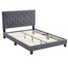Furniture One Bed Frame Upholstered Platform Bed With Adjustable Tufted Headboard - Double Grey