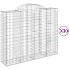 vidaXL Arched Gabion Baskets 30 pcs 200x50x160/180 cm Galvanised Iron