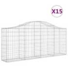 vidaXL Arched Gabion Baskets 15 pcs 200x30x80/100 cm Galvanised Iron