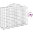 vidaXL Arched Gabion Baskets 40 pcs 200x50x140/160 cm Galvanised Iron
