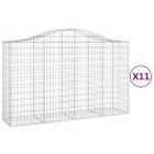 vidaXL Arched Gabion Baskets 11 pcs 200x50x120/140 cm Galvanised Iron