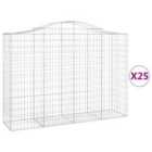 vidaXL Arched Gabion Baskets 25 pcs 200x50x140/160 cm Galvanised Iron