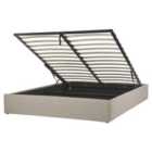 Beliani Ottoman Bed Fabric Dinan 160 X 200 Cm (eu King Size) Beige