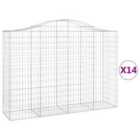 vidaXL Arched Gabion Baskets 14 pcs 200x50x140/160 cm Galvanised Iron