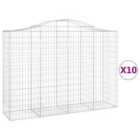 vidaXL Arched Gabion Baskets 10 pcs 200x50x140/160 cm Galvanised Iron