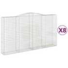 vidaXL Arched Gabion Baskets 8 pcs 400x50x220/240 cm Galvanised Iron