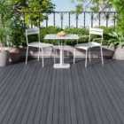 Garden Sanctuary 11Pcs Wood Grain Interlocking Deck Tiles Set - Black