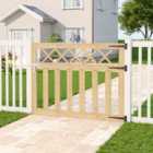 Garden Sanctuary 4x3FT Outdoor Wooden Cross Top Pedestrian Fence - Brown