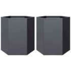 vidaXL Garden Planter 2 Pcs Anthracite Hexagon 46X40X45cm Steel