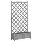vidaXL Planter with Trellis Grey Solid Wood Fir 365492