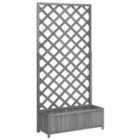 vidaXL Planter With Trellis Grey Solid Wood Fir