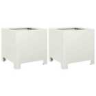 vidaXL Garden Planters 2 Pcs White 30X30X30cm Steel
