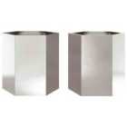 vidaXL Garden Planter 2 Pcs Hexagon 46X40X45cm Stainless Steel