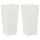 vidaXL Garden Planters White 2 Pcs 35X35X75cm Steel