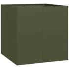 vidaXL Planter Olive Green 80X80X80cm Steel
