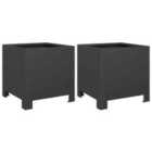 vidaXL Garden Planters 2 Pcs Black 30X30X30cm Steel