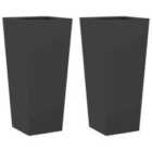 vidaXL Garden Planters Black 2 Pcs 35X35X75cm Steel