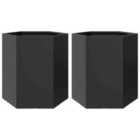vidaXL Garden Planter 2 Pcs Black Hexagon 46X40X45cm Steel