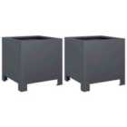 vidaXL Garden Planters 2 Pcs Anthracite 30X30X30cm Steel