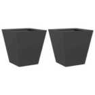 vidaXL Garden Planters Black 2 Pcs 30X30X30cm Steel