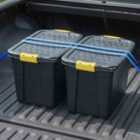 Strata Set of 4 60L Heavy Duty Box with Lid in Black/Yellow