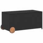 vidaXL Garden Storage Box with Wheels Black 190L Poly Rattan