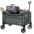 Outsunny Folding Trolley on Wheels, Garden Cart with Openable Sides, Grey