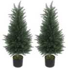 HOMCOM Set of 2 Decorative Artificial Plant, Fake Plants for Home Decor