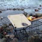 Garden Sanctuary Outdoor Lightweight Portable High-Back Folding Lounge Chair for Camping, Cream