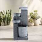 Garden Sanctuary Outdoor Solar Water Three Bowls Fountain Rockery Decor