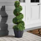 Garden Sanctuary 2 Pack 3 Ft Durable Plastic Green Artificial Topiary Spiral Boxwood Tree