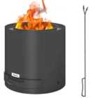 Outsunny Outdoor Round Fire Pit with Ash Tray and Fire Poker, Black