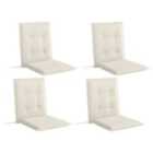 Outsunny Set of 4 Garden Chair Cushions, Outdoor Seat Pads, White