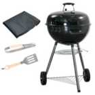Outsunny Portable Kettle Charcoal Grill BBQ Smoker w/ Cover, Lid, & Thermometer
