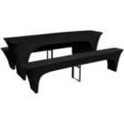 vidaXL 3 Slipcovers for Beer Table and Benches Stretch Black 220 x 50 x 80 cm