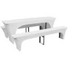 vidaXL 3 Slipcovers for Beer Table and Benches Stretch White 220 x 70 x 80 cm