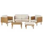 Beliani Garden Lounge Set With Table And Ottoman 4 Seater Baratti Acacia Wood Brown
