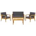 Beliani Garden Lounge Set With Table 4 Seater Pallano Acacia Wood Dark Grey