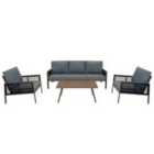 Jardi Aluminium 4 Piece Sofa Set - Wood Effect