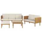 Beliani Garden Lounge Set With Table And Ottoman 5 Seater Baratti Acacia Wood Brown