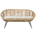 Beliani Garden Sofa 2 Seater Maratea Rattan Natural