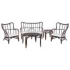Beliani Garden Lounge Set With Table 4 Seater Brindisi Rattan Dark Brown