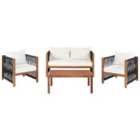 Beliani Garden Lounge Set With Table 4 Seater Antria Acacia Wood Black