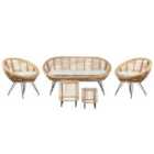 Beliani Garden Lounge Set With Table 4 Seater Maratea/Cesenatico Rattan Natural